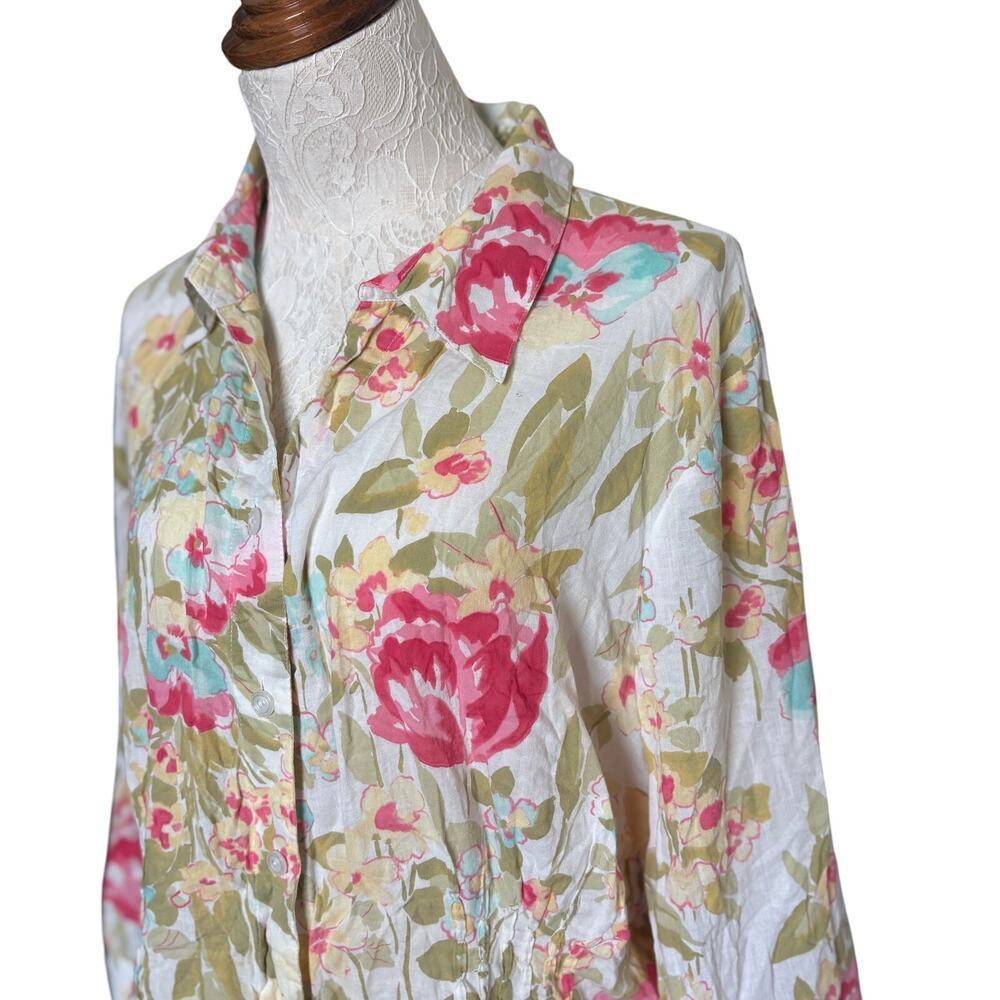 Emma James Woman 22W Floral Button-Up Blouse Cotton – Romantic Garden Print - Picture 5 of 7